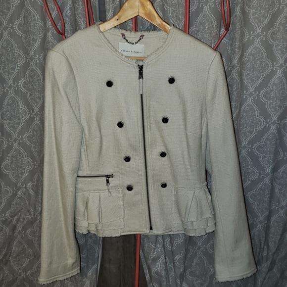 Banana Republic Cream Peplum Jacket size 10 - Picture 1 of 3